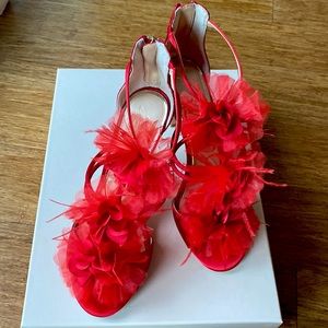 Jewel Badgley Mischka Red Floral Heels Sz 8 - Best Valentines Shoes
